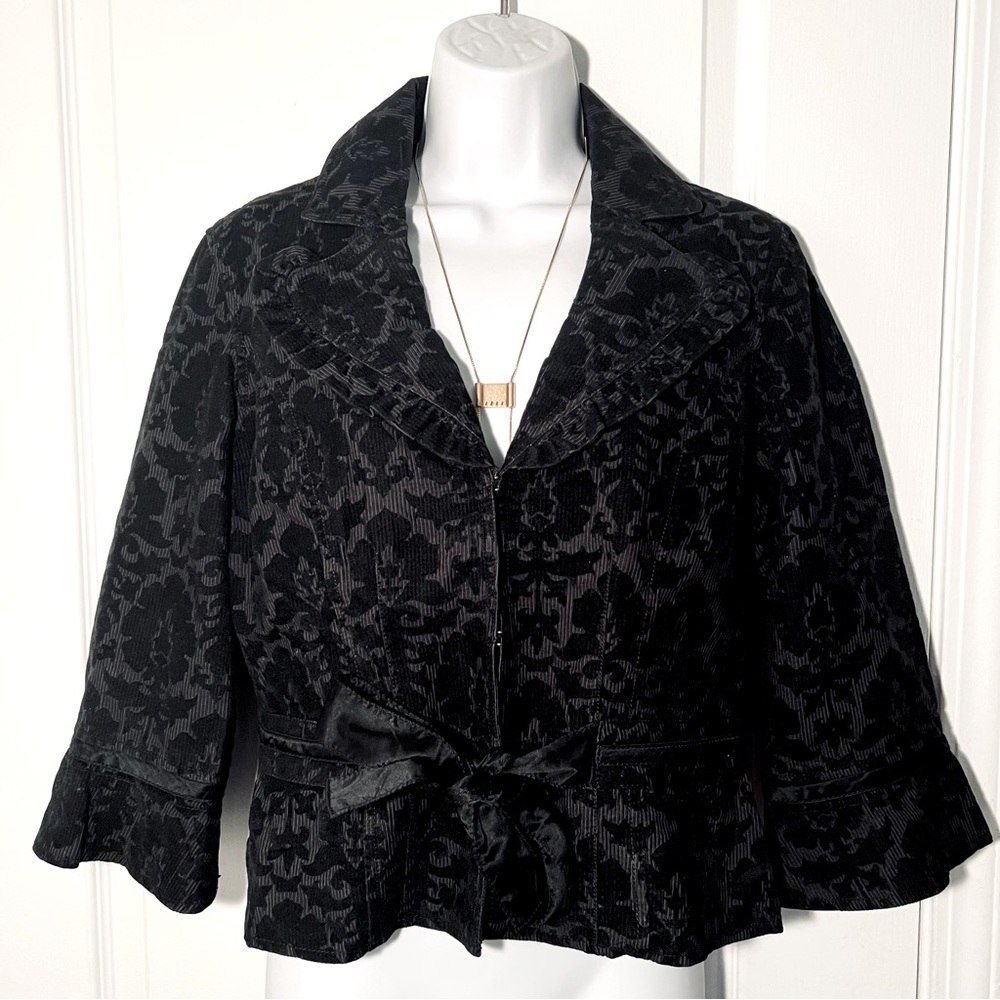 Free People Floral Print Overlay Corduroy Blazer